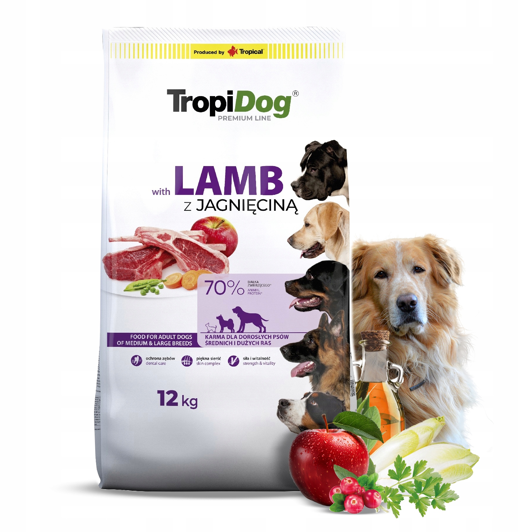 TropiDog Premium sucha karma dla psa Jagnięcina Z Ryżem 12 kg