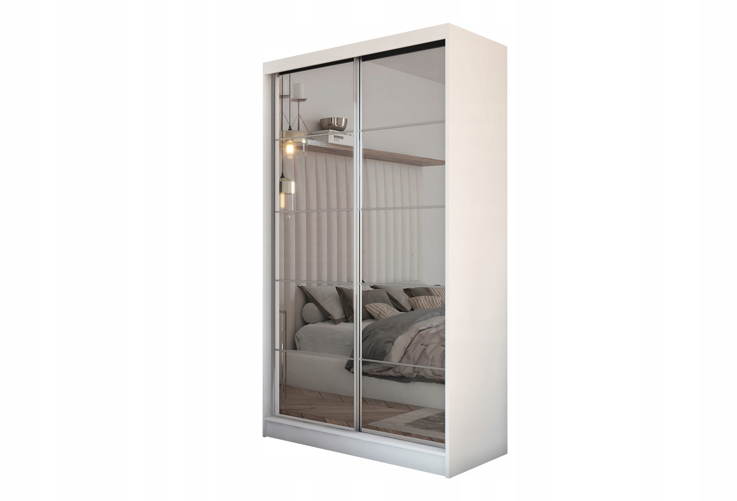 Skříň 120 cm se zrcadlem Skříň Dvoudveřová Bílá