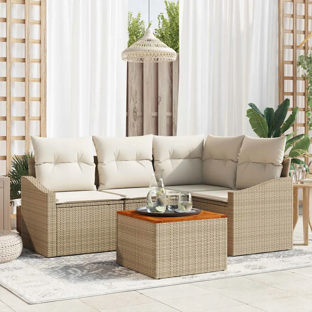Sada zahradních pohovek 5 pcs Béžovo-bílá Béžová 3356496