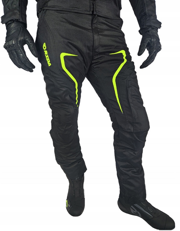 RIDA FLEX Spodnie Motocyklowe Tekstylne Motor Męskie Czarne-Fluo r.XL