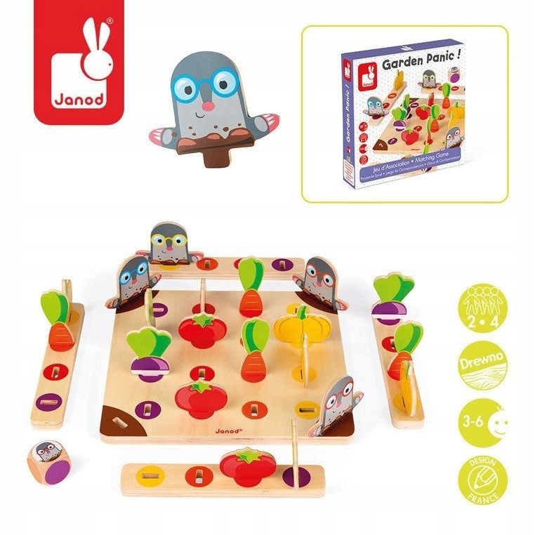 Gra wyścig Strzeż się kreta! dla 2-4osób Janod 3+ Kod producenta J08246