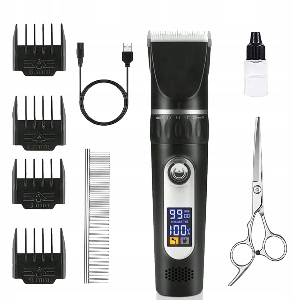 Levně Stroj na stříhání zvířat s LCD displejem a baterií 2000 mAh