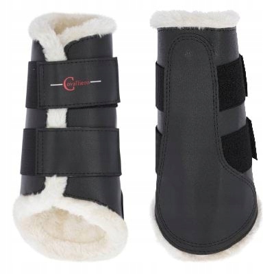 Jezdecké Chrániče Pro Koně S Umělou Kožešinou, Černé, Přední Cob