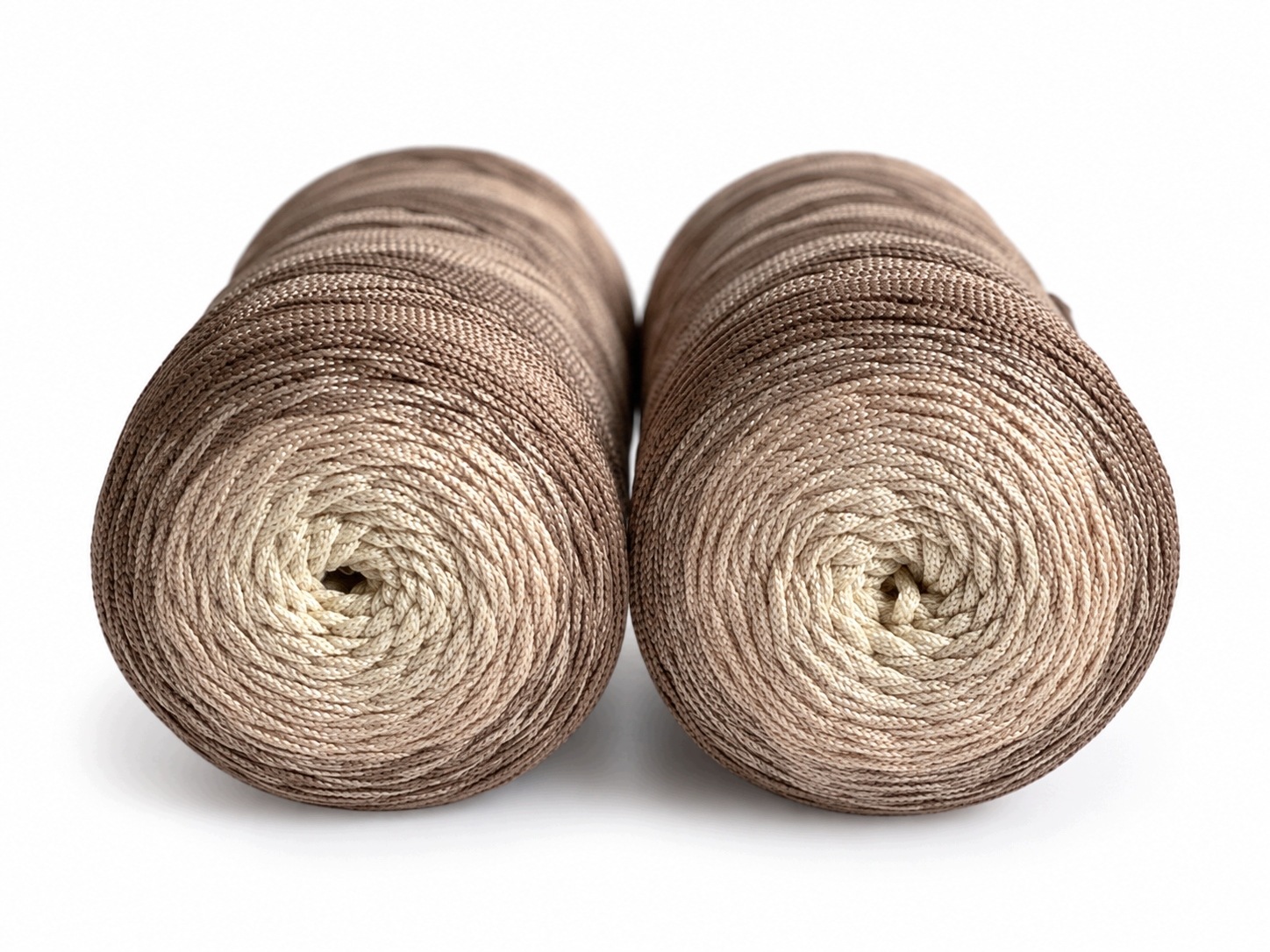 Polyesterová plochá šňůra Ombre 3 mm 300 m – Béžová/Cappuccino/Ecru