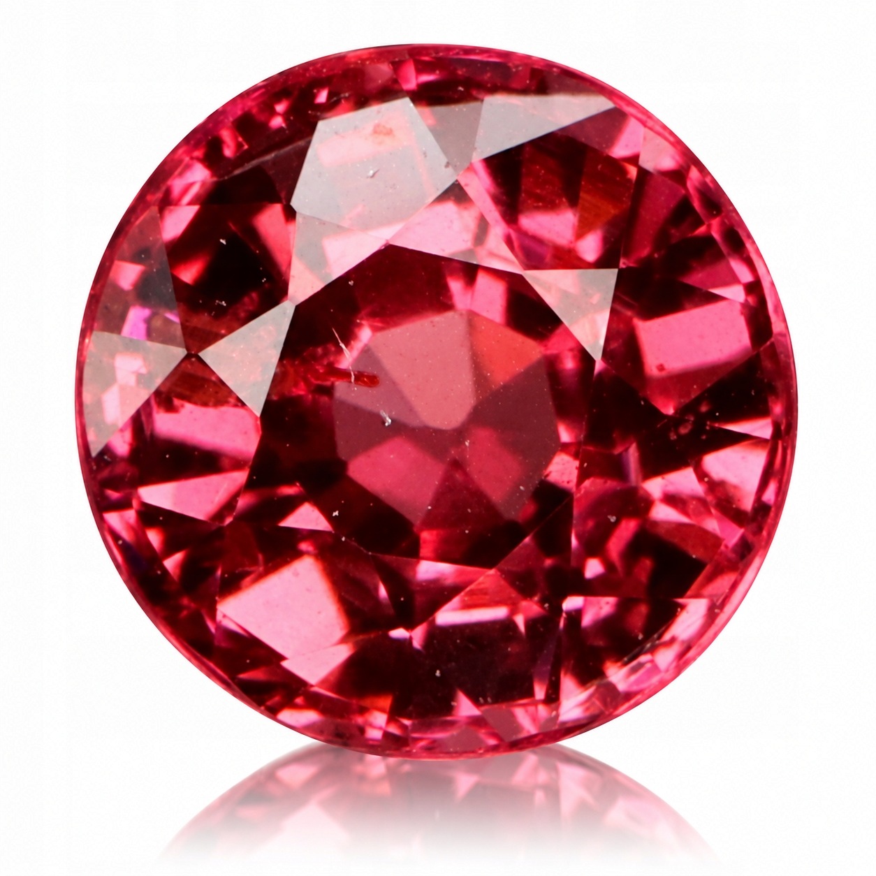 Přírodní granát Rodolit 1.12 ct Kulatý Mosambik SI1 certifikát Wbd