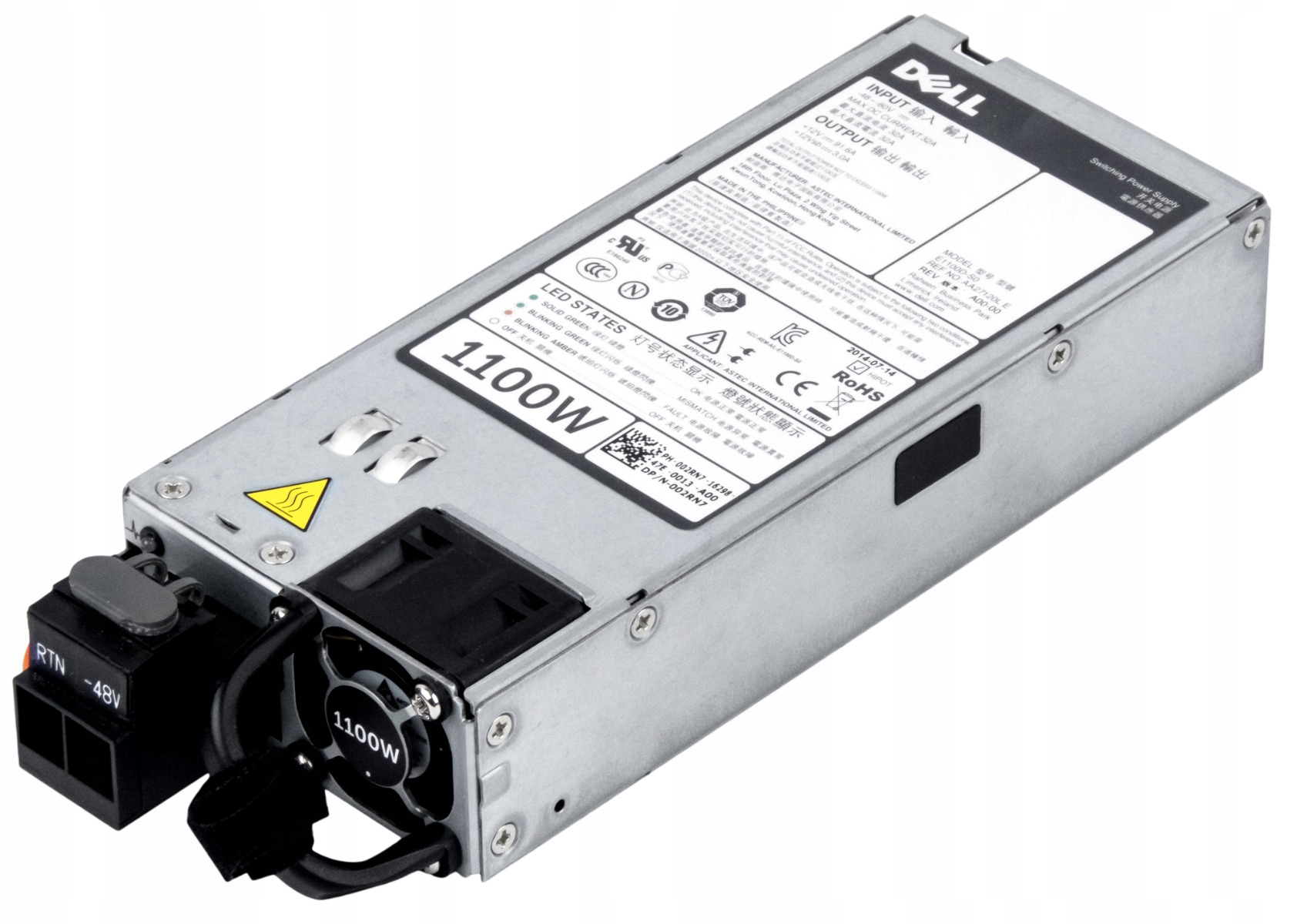 Dell 002RN7 1100W Napájecí zdroj E1100D-S0 pro PowerEdge R720 R620