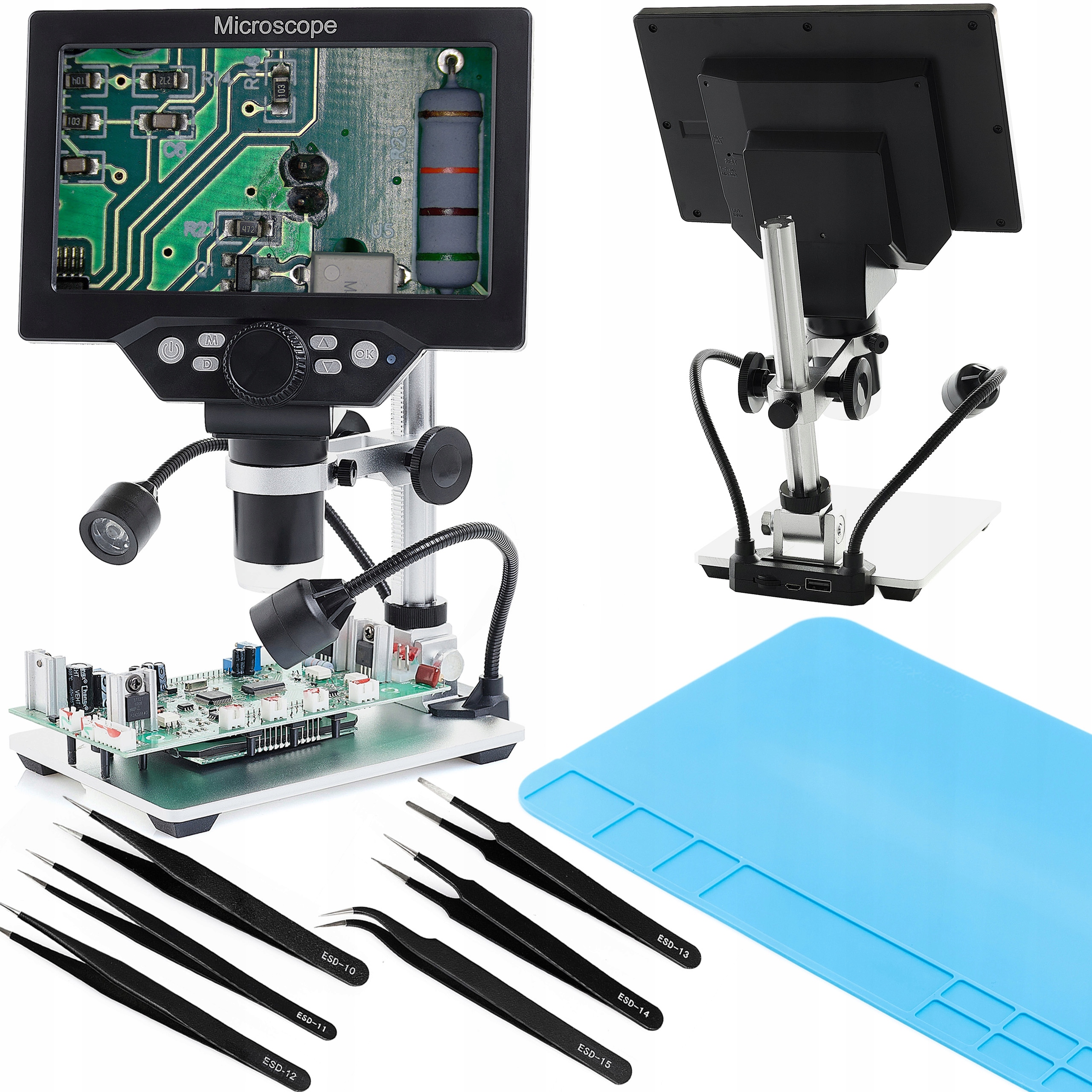 Mikroskop Pro Digitální Elektroniku Techrebal x1200 12MP Mata Set 6 Pinzet