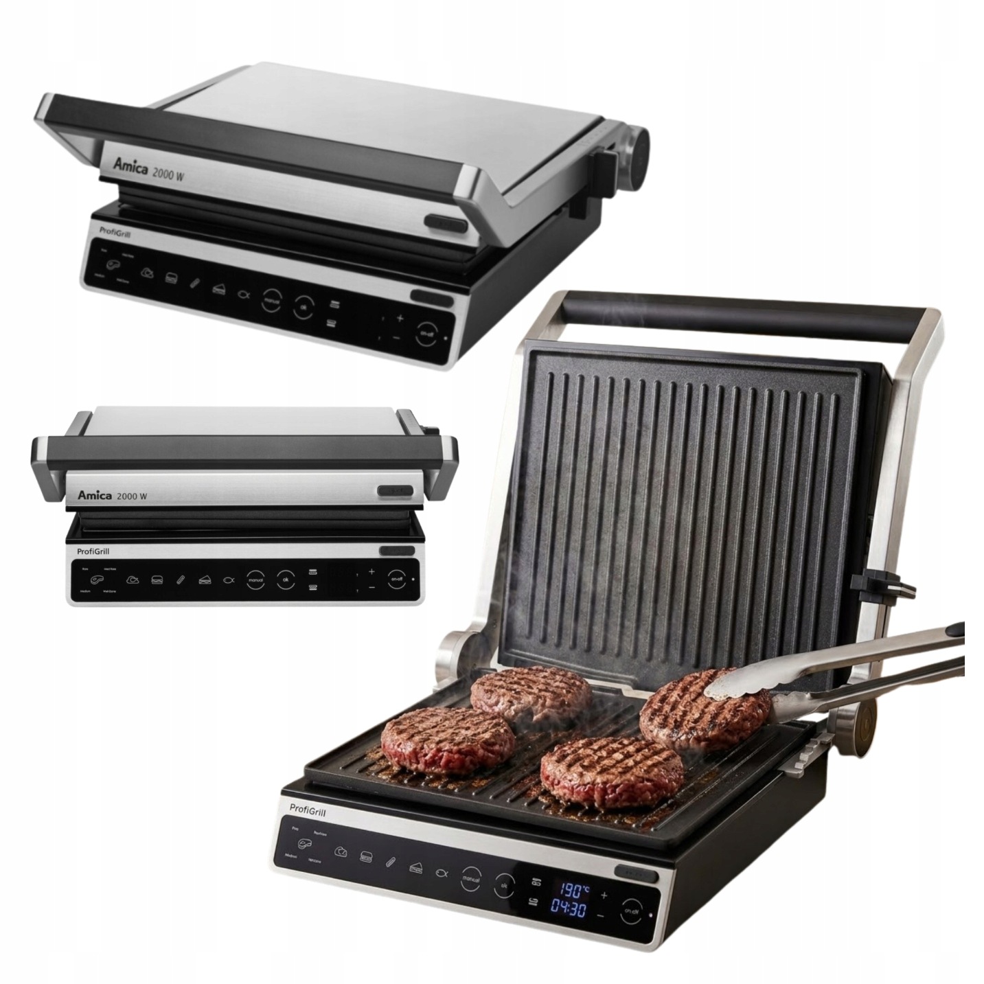 Grill Elektryczny Kontaktowy Amica GK5011 2000W Opiekacz Składany Non-Stick