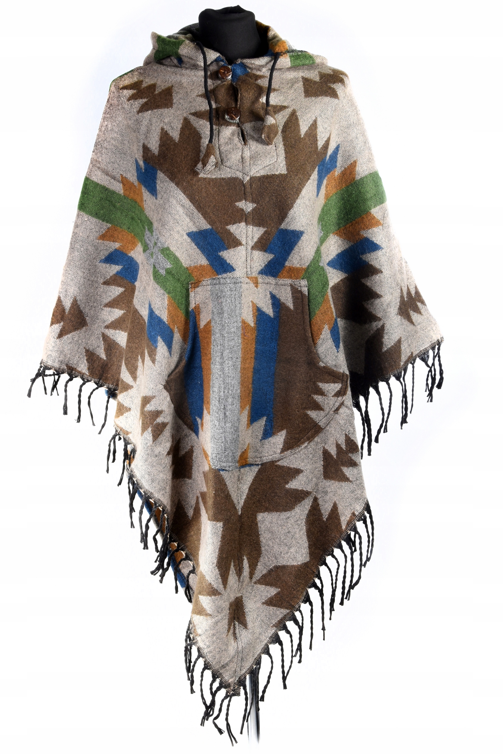 Nepálské trojúhelníkové Pončo Etno indiánské Pled vlna