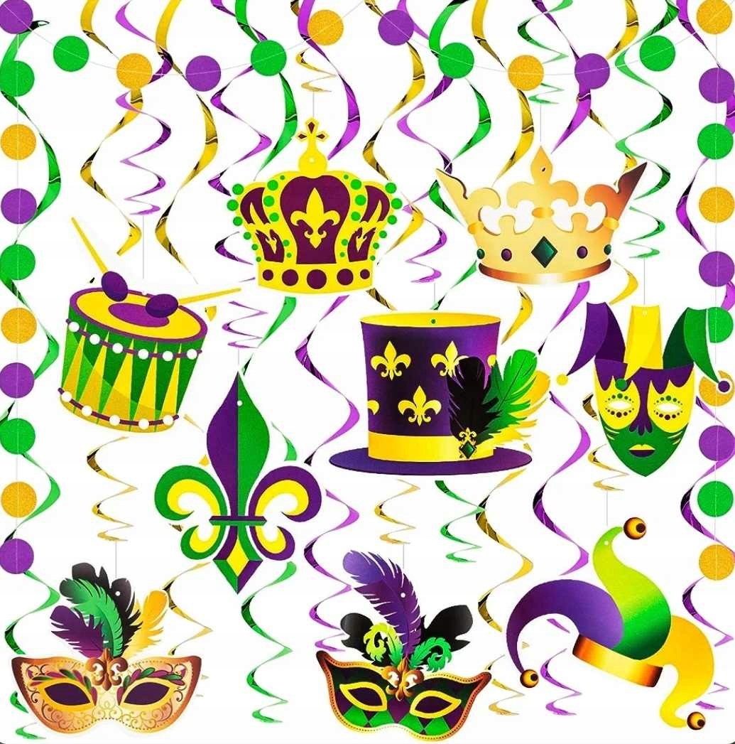 Dekoracje Mardi Gras Zestaw