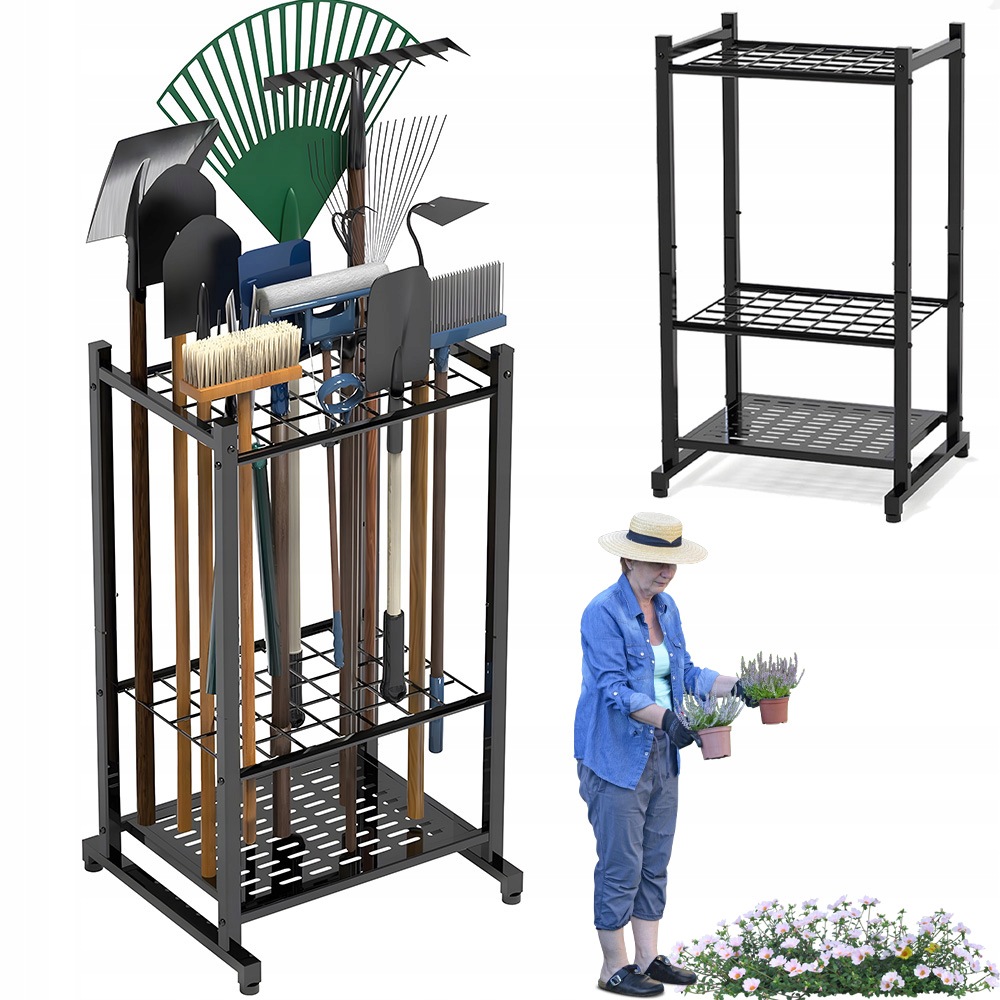 Stojan Na Zahradní Nářadí, Organizér, Černý, Kovový, 35 Úchytů, 75 CM