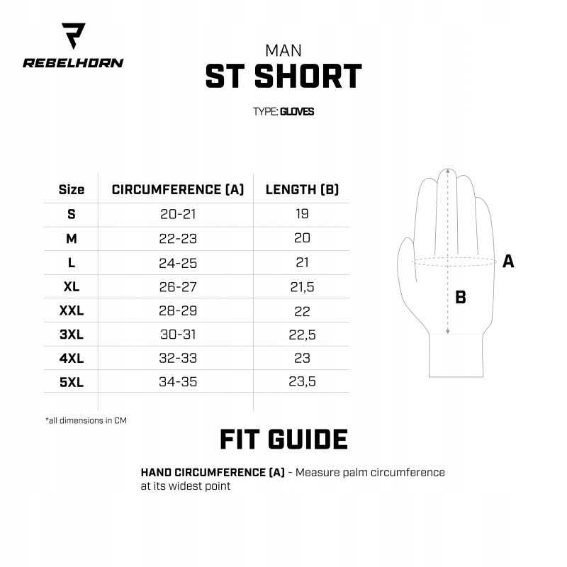 Kožené Rukavice Rebelhorn St Short 4XL