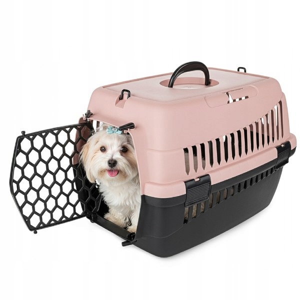 Levně Přepravka pro psa kočku M 56x37x37 cm Abba Růžová, Do auta