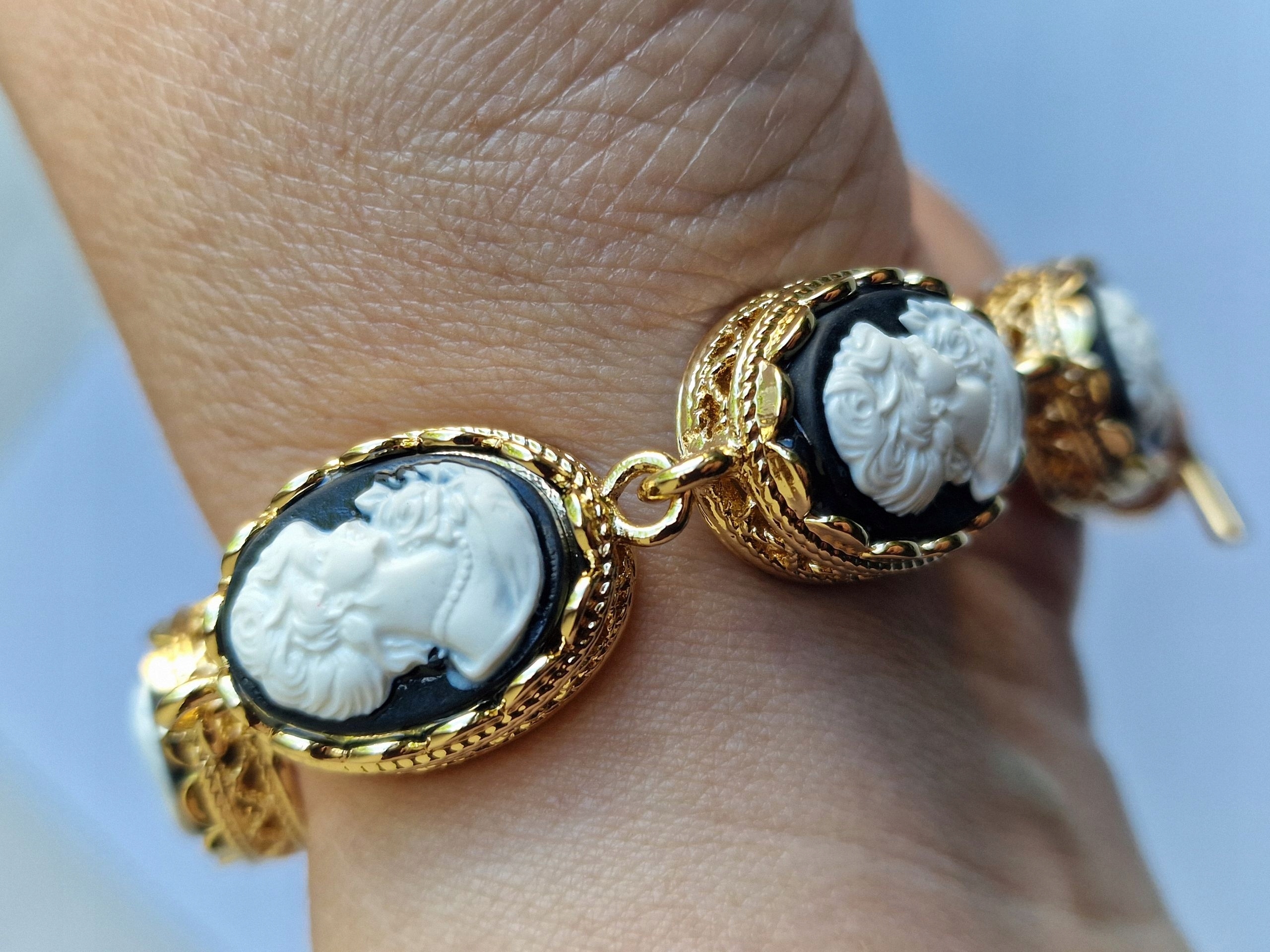 Vintage Colette Leblanc Náramek Florentský Styl Kamea