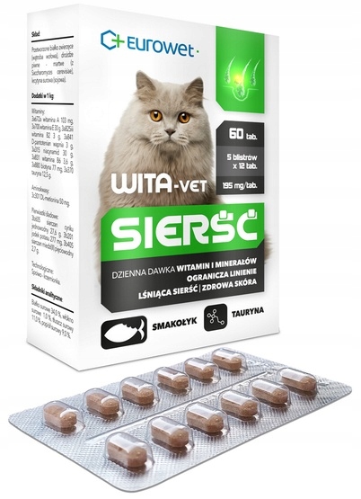 Levně Vitamíny Na Srst Pro Kočky Vita-vet Tablety Doplněk Zdravá Kůže 60KS