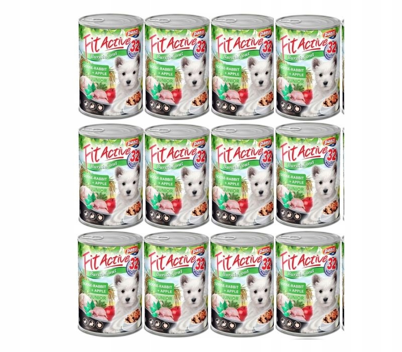 Levně Fit Active Dog Junior Husí králík 12 x 415 g kompletní krmivo Štěně