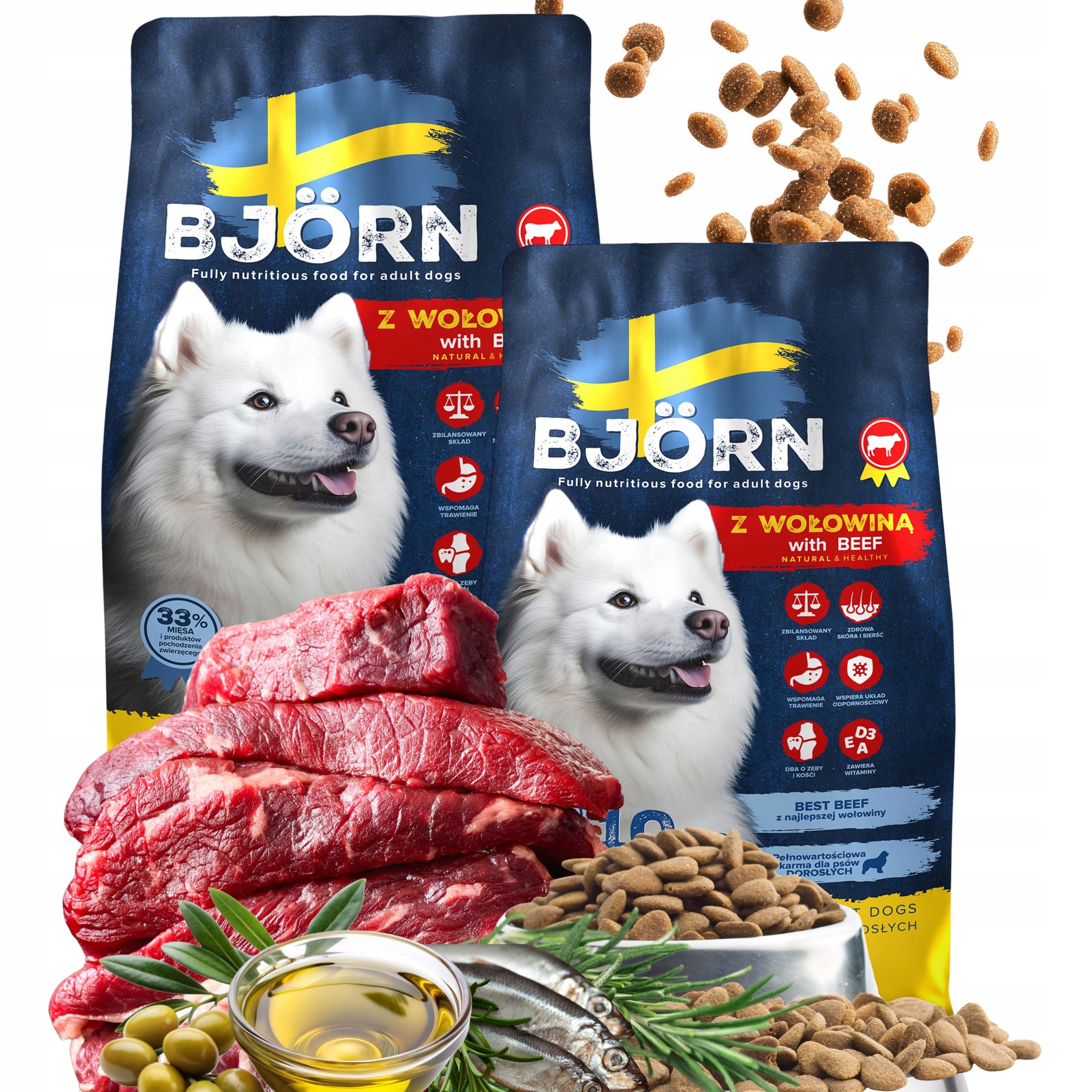 Levně Krmivo Suché Pro Psa Bjorn Care Adult S Hovězím Masem 33% Bez Kuřecího Masa 20 kg