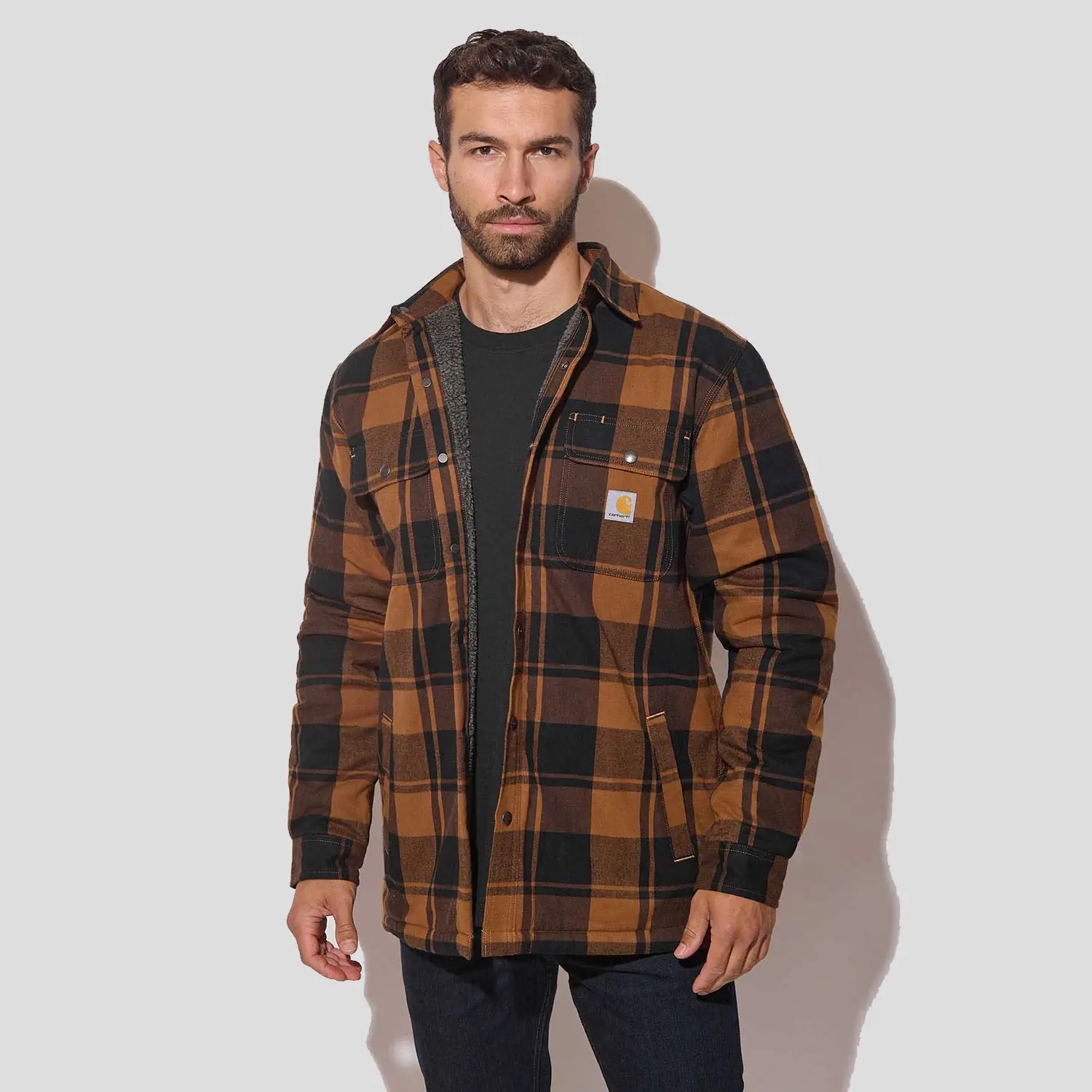 Svrchní košile Carhartt Heavyweight Flannel Sherpa L carhartt hnědá