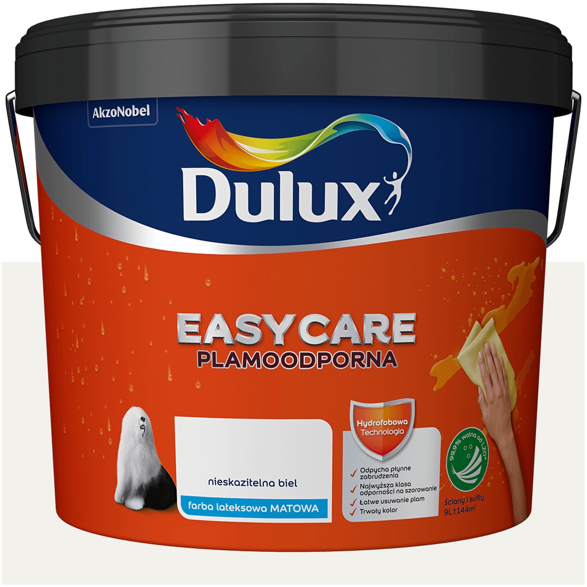 Farba do ścian Plamoodporna Dulux Easycare Nieskazitelna biel Biała 9L