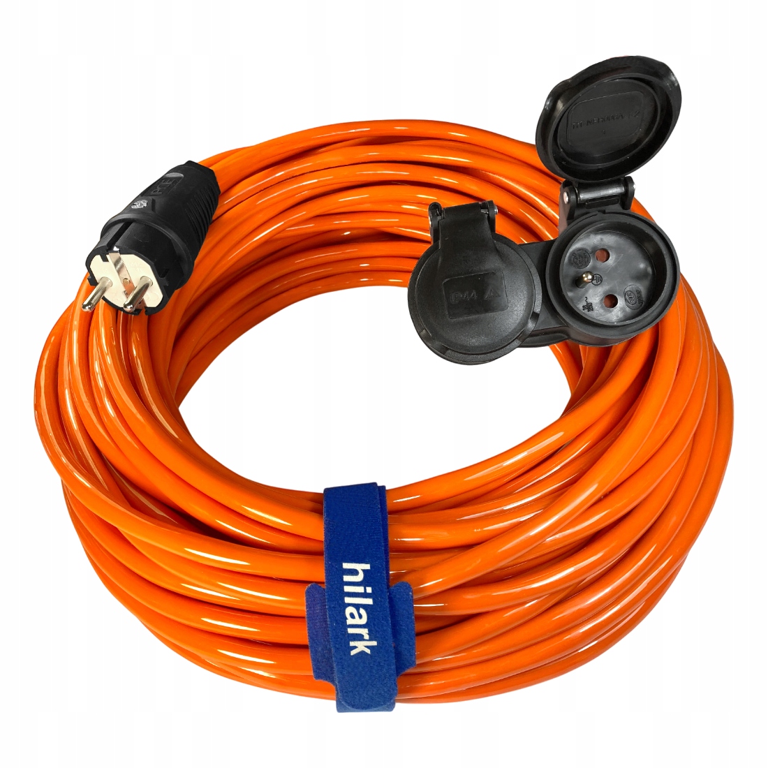 Predlžovací Kábel oranžový IP44 kábel Pur H07BQ-F 3x2,5 2 zásuvky 230V 15 m