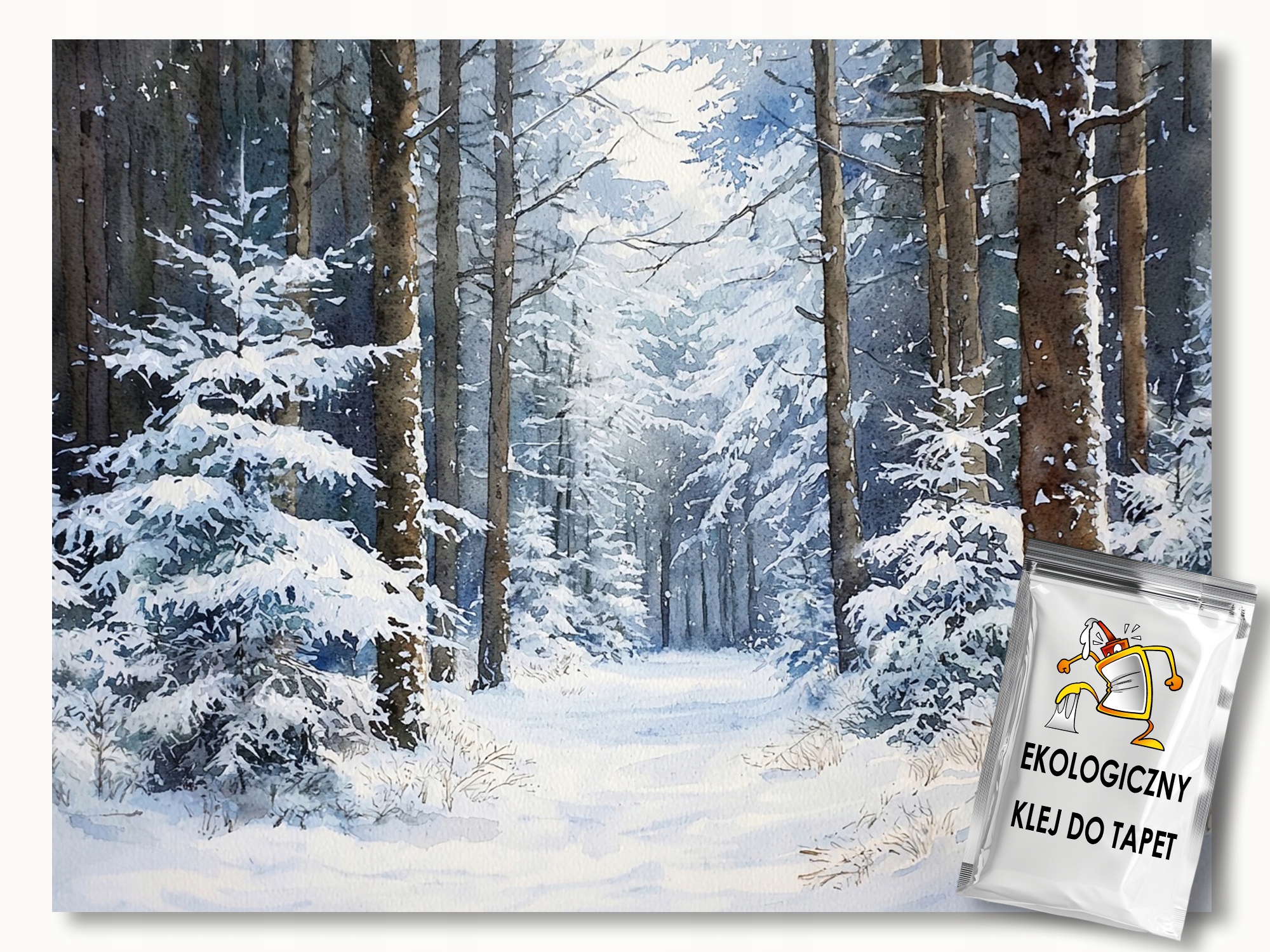 Fototapeta Flizelina Krajina Les Stromy Cesta Sníh Zima Mráz 150x105 155g
