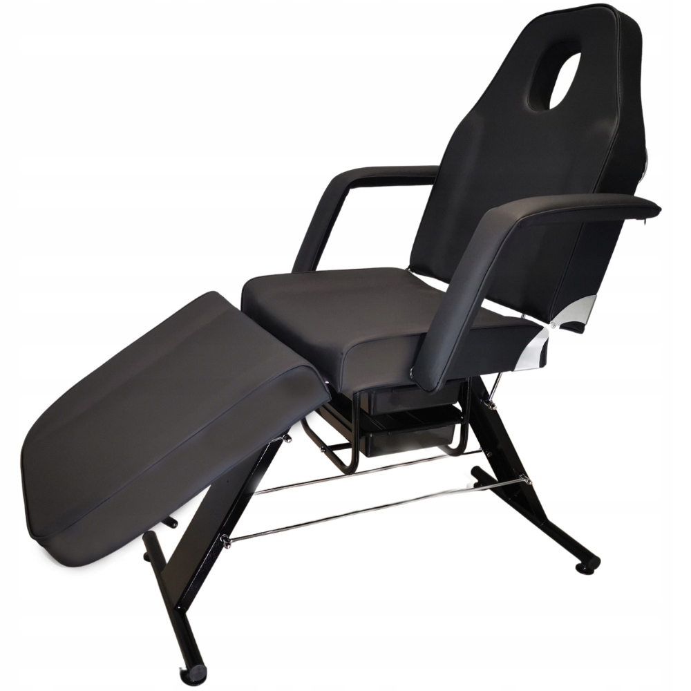 Kosmetické Křeslo Se Záchodem, Lehátko Černé, Stabilní