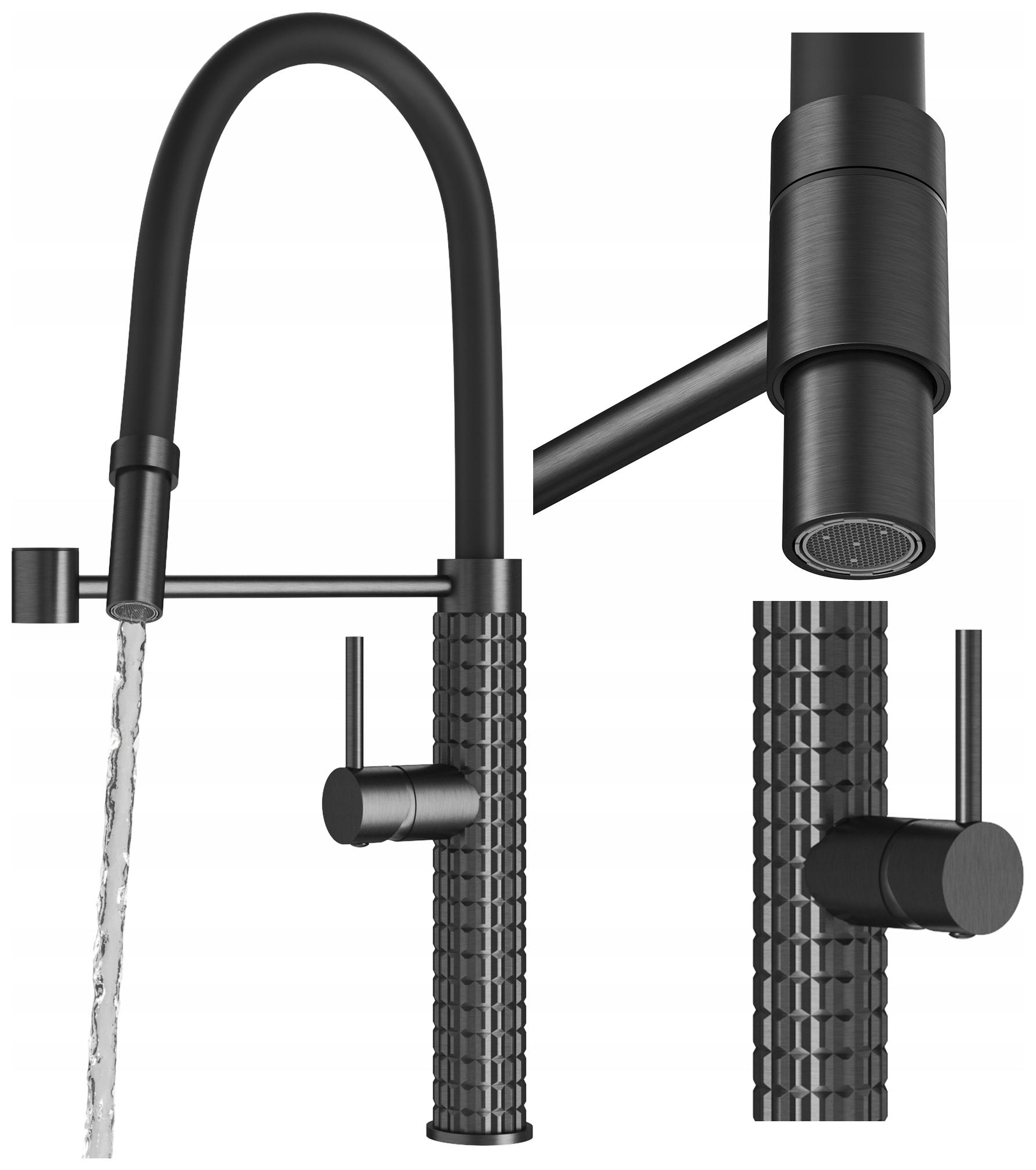 Kuchynská Batéria S Flexibilným Výtokom Gun Grey Kohútik Do Umývadla Fano