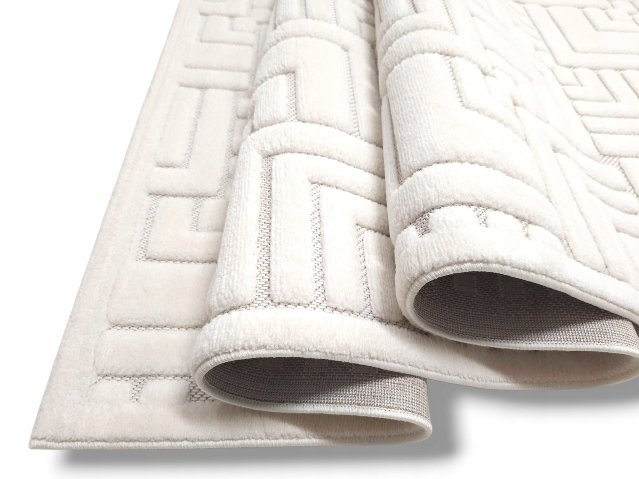 Dywan Juno Lux 4 dywilan 200x290 krem kwadraty styl boho loftowy 3D Gruby