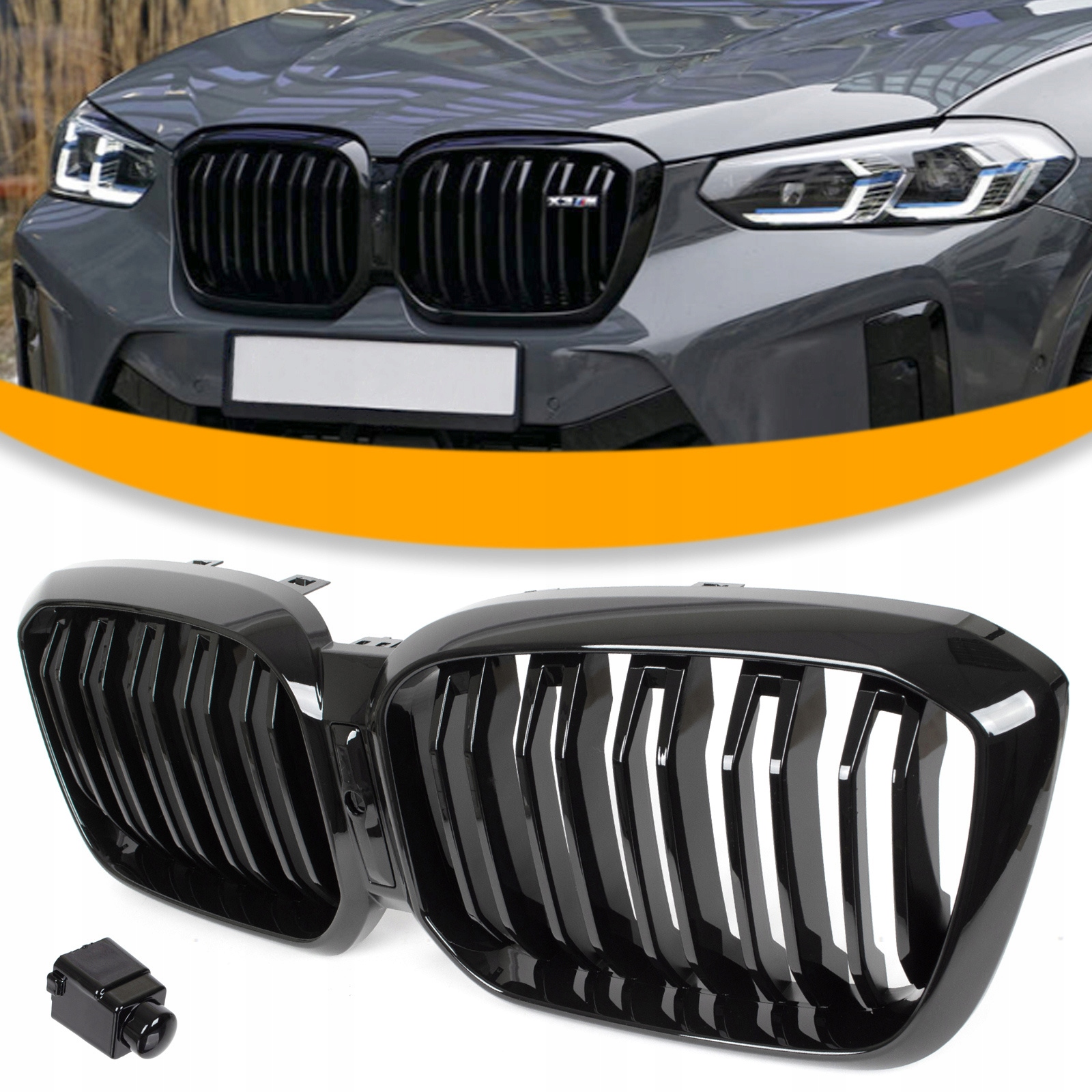 Atrapa Gril Nerki černý Lesk pro Bmw X3 G01 X4 G02 LCI Lift 2021+ Polift