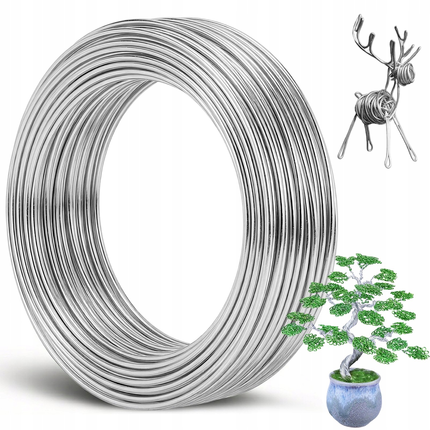 Hliníkový Drát, Kulatý, Pro Rukodělné Aktivity, Pro Diy, Stříbrný, 3 MM, 30 M/cívka
