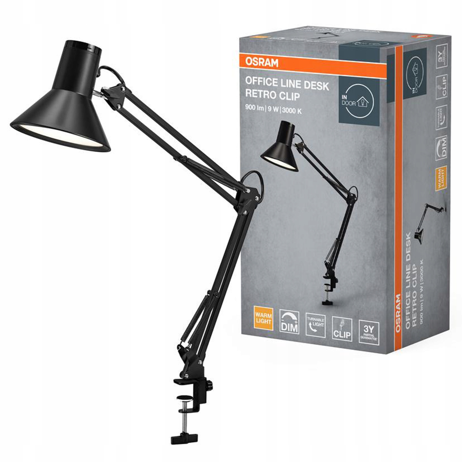 Stolová Led lampa stolová stmievateľná 9W 3000K 393lm čierna Office Line