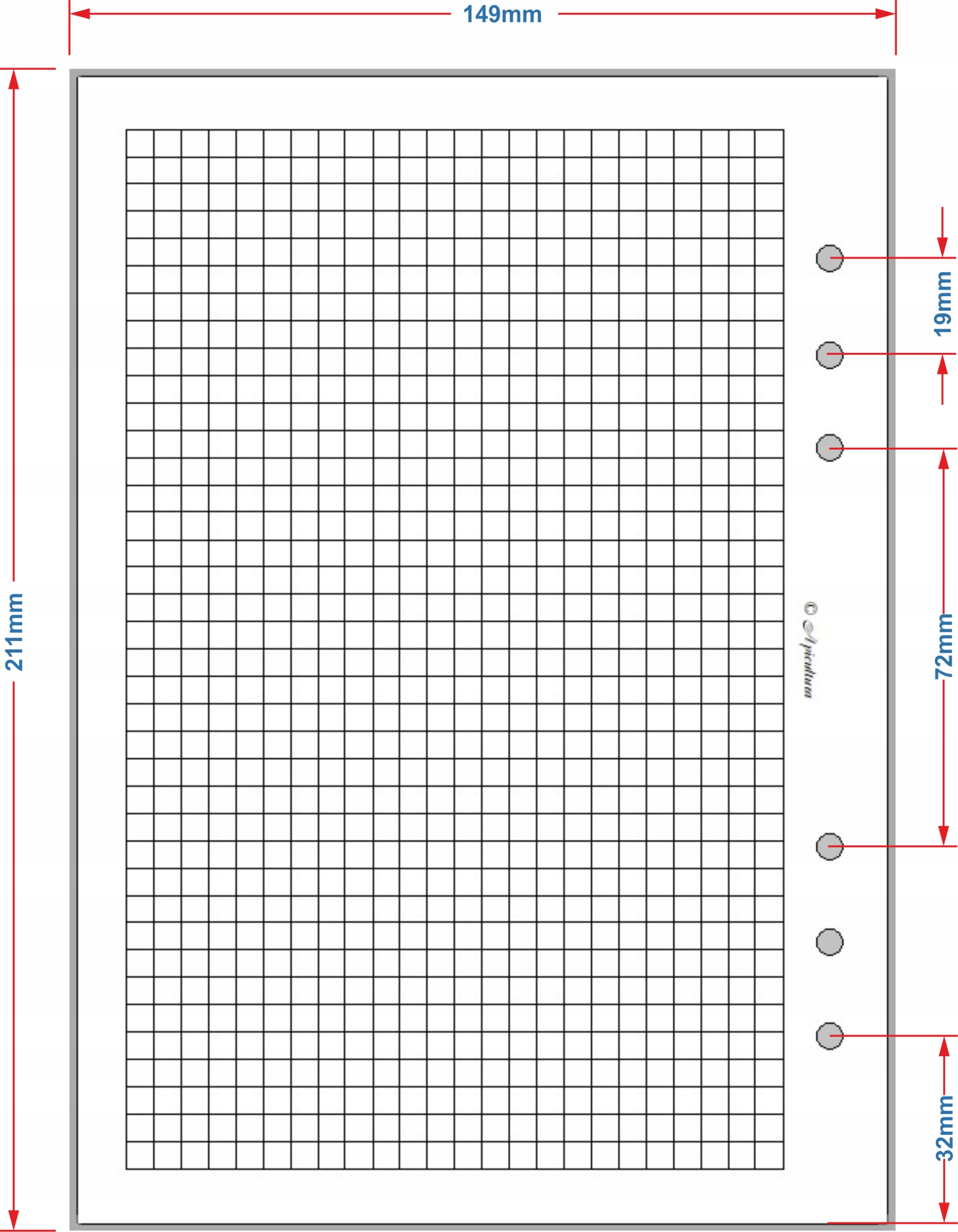 Wkład notesu planera 6 otworów mix KOLOROWY A5 PASTELE - KRATKA Rozmiar A5