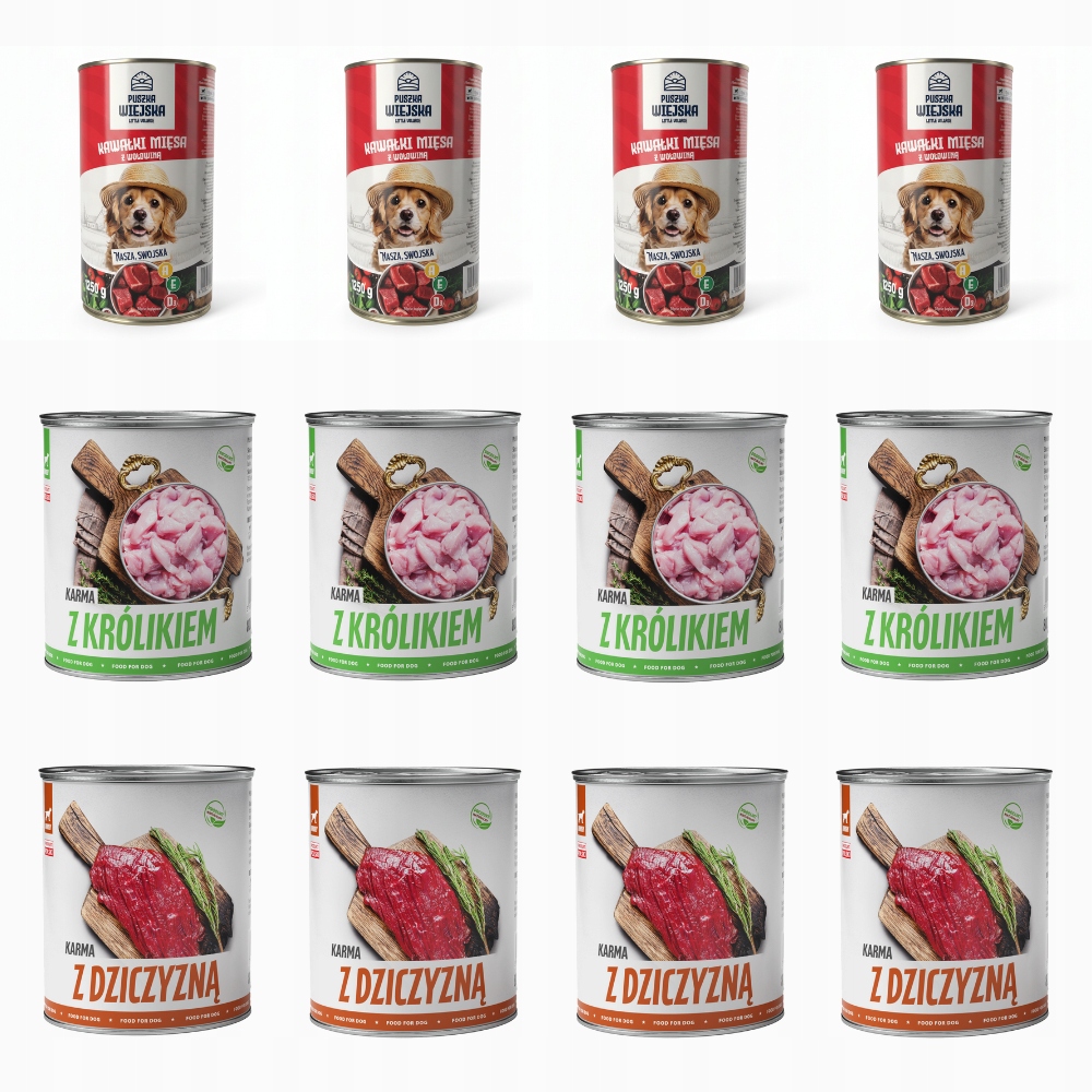 Levně Vlhké Krmivo Pro Psa Tuf Tuf 8x800G, 4x1250G Hovězí Maso+králík+zvěřina