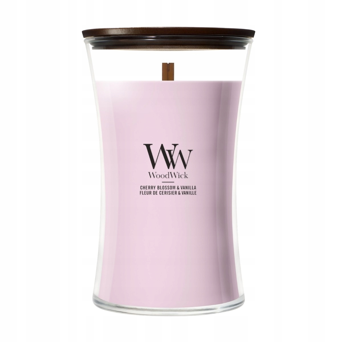 WoodWick Cherry Blossom Vanilla svíčka velká 610 g dřevěný knot