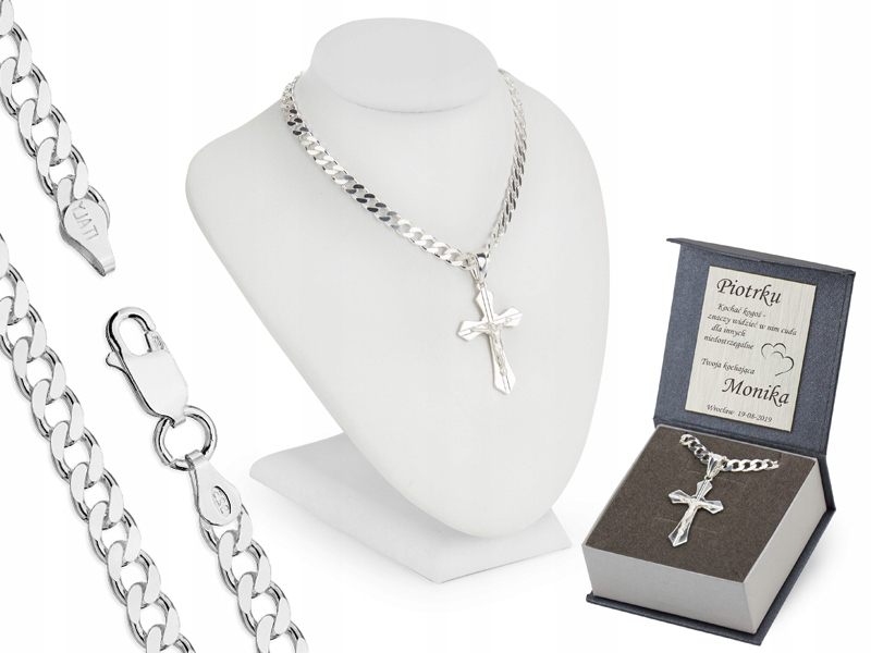Stříbrný Řetízek Pancr 45cm S Křížkem Gravírování