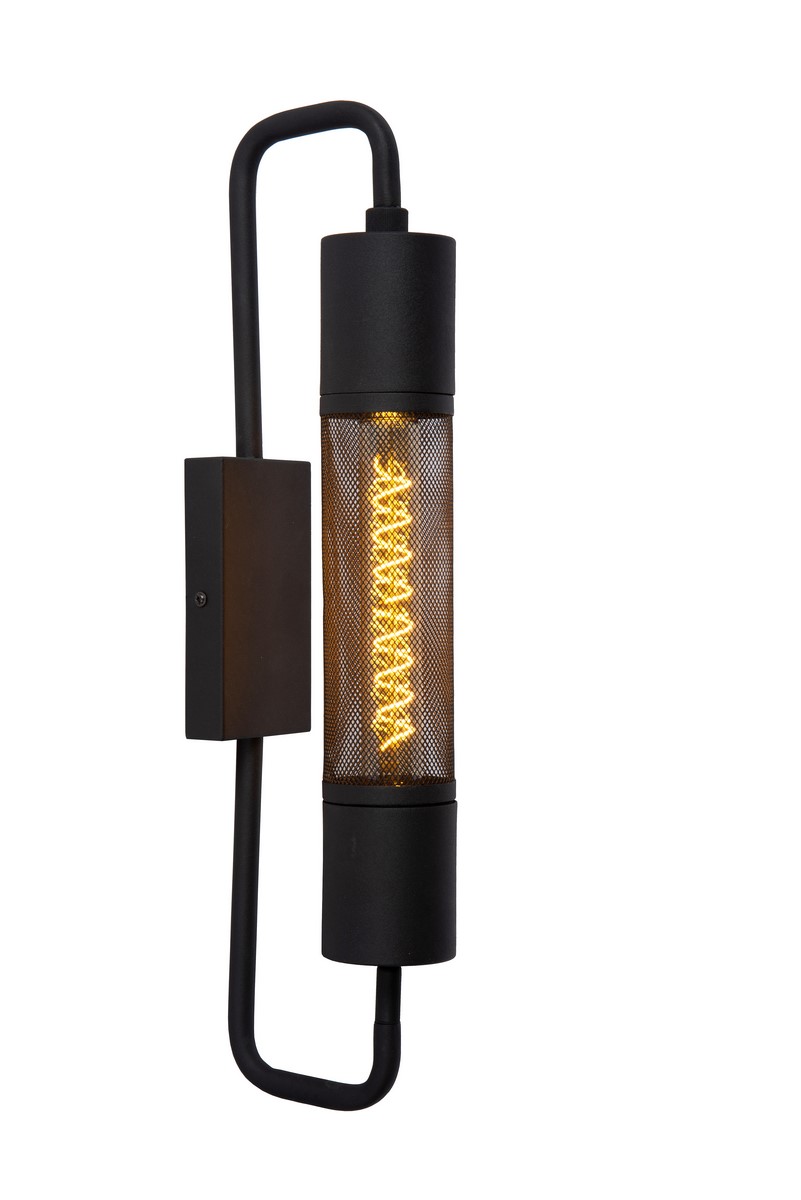 Nástenná nástenná lampa industriálna čierna s kovovou sieťou 51 cm Lucide