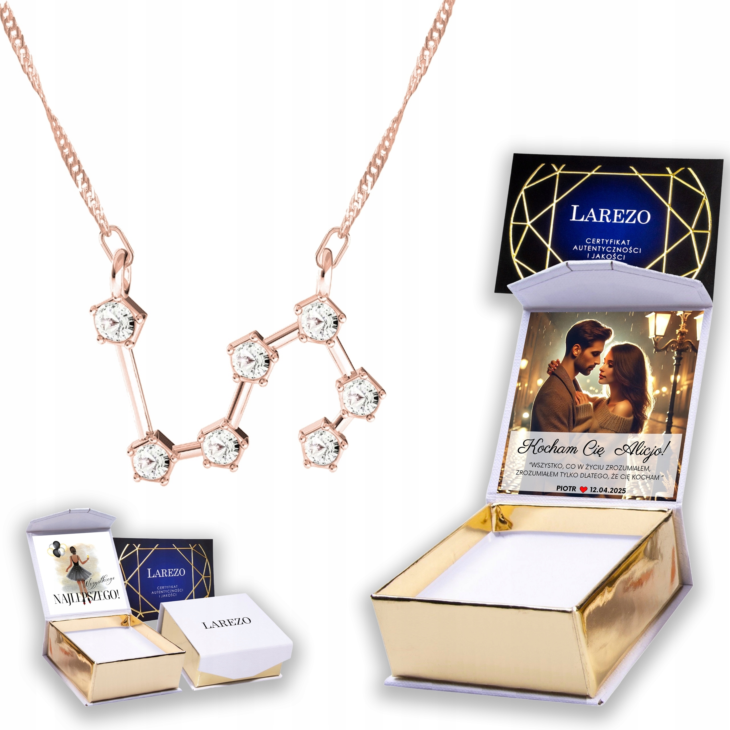 Pozlacený náhrdelník 925 se znamením zvěrokruhu Lev Leo Zodiac pro lva Potisk