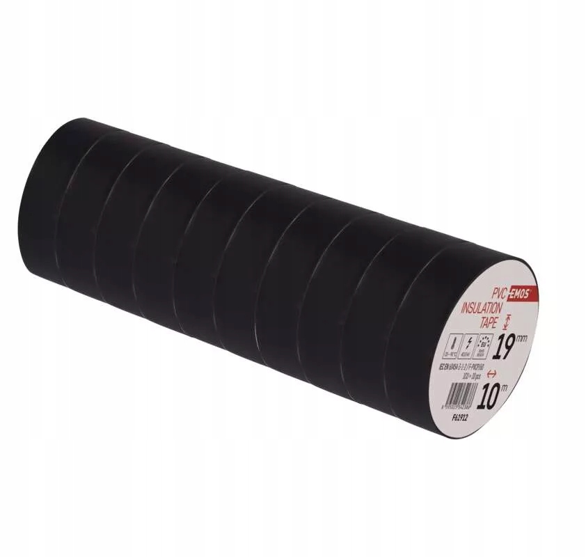Taśma izolacyjna czarna Pvc Taśma izolująca 19mm/10m Emos komplet 10sztuk
