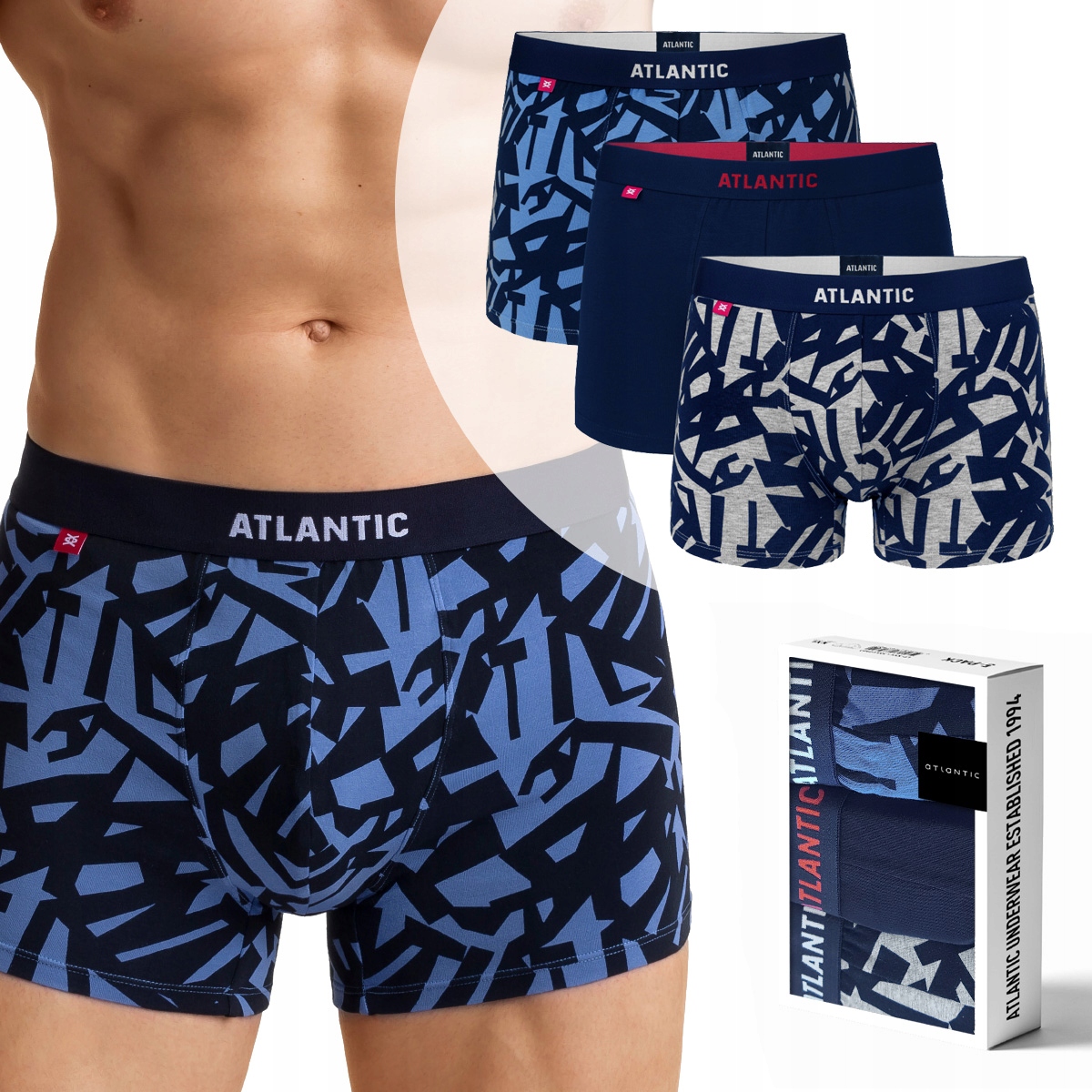 

3x Wygodne bokserki z odkrytą gumą Atlantic *L