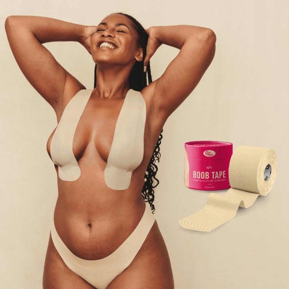 Taśma CureTape BOOB TAPE UNOSZĄCA MODELUJĄCA do biustu pushup CIELISTA 5M Skład materiałowy bawełna