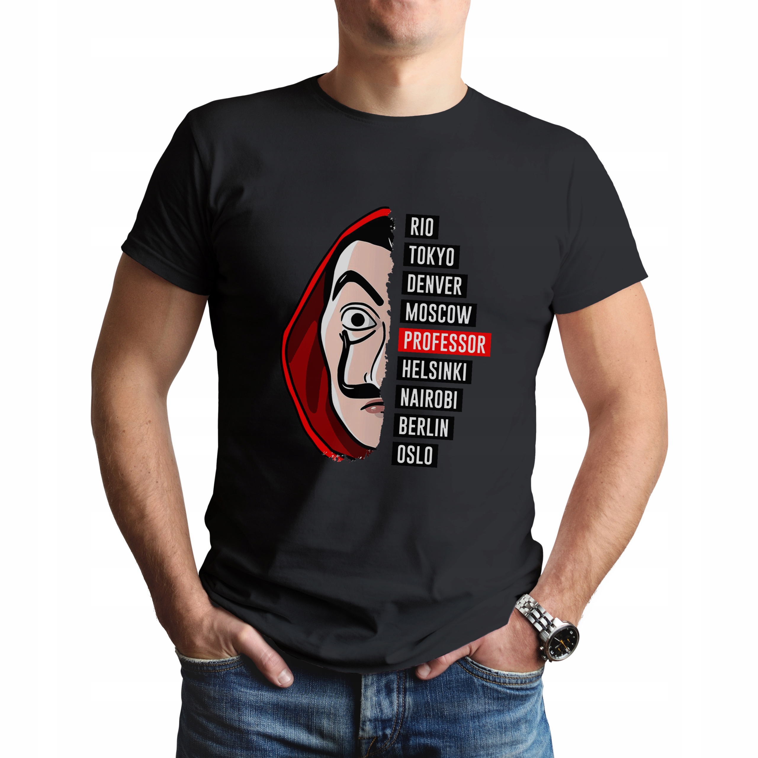 

Męski T-shirt Dom Z Papieru Professor Różne Wzory