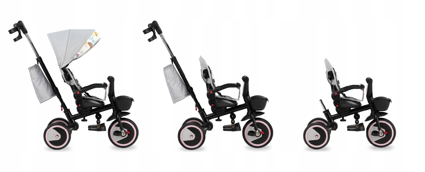 ROWEREK TRÓJKOŁOWY 5w1 - MoMi INVIDIA SZARY - KOSZ TORBA OBROTOWY 360° Stan opakowania oryginalne