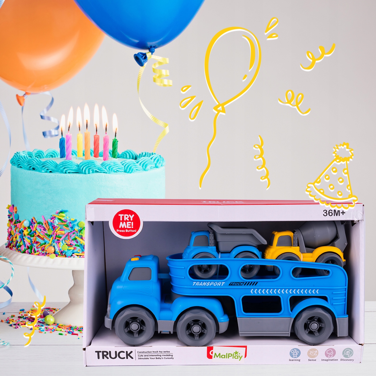 AUTO LAWETA CIĘŻARÓWKA SAMOCHODZIKI DLA DZIECI SAMOCHÓD BETONIARKA DZWIĘK Napęd elektryczny nie