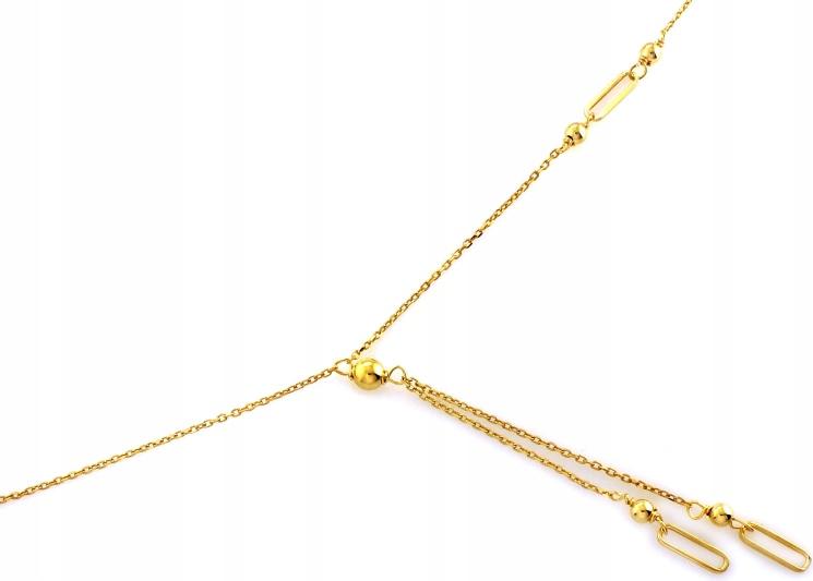 Elegantní stříbrný pozlacený náhrdelník 925, módní kravata s kuličkami, velikost 45