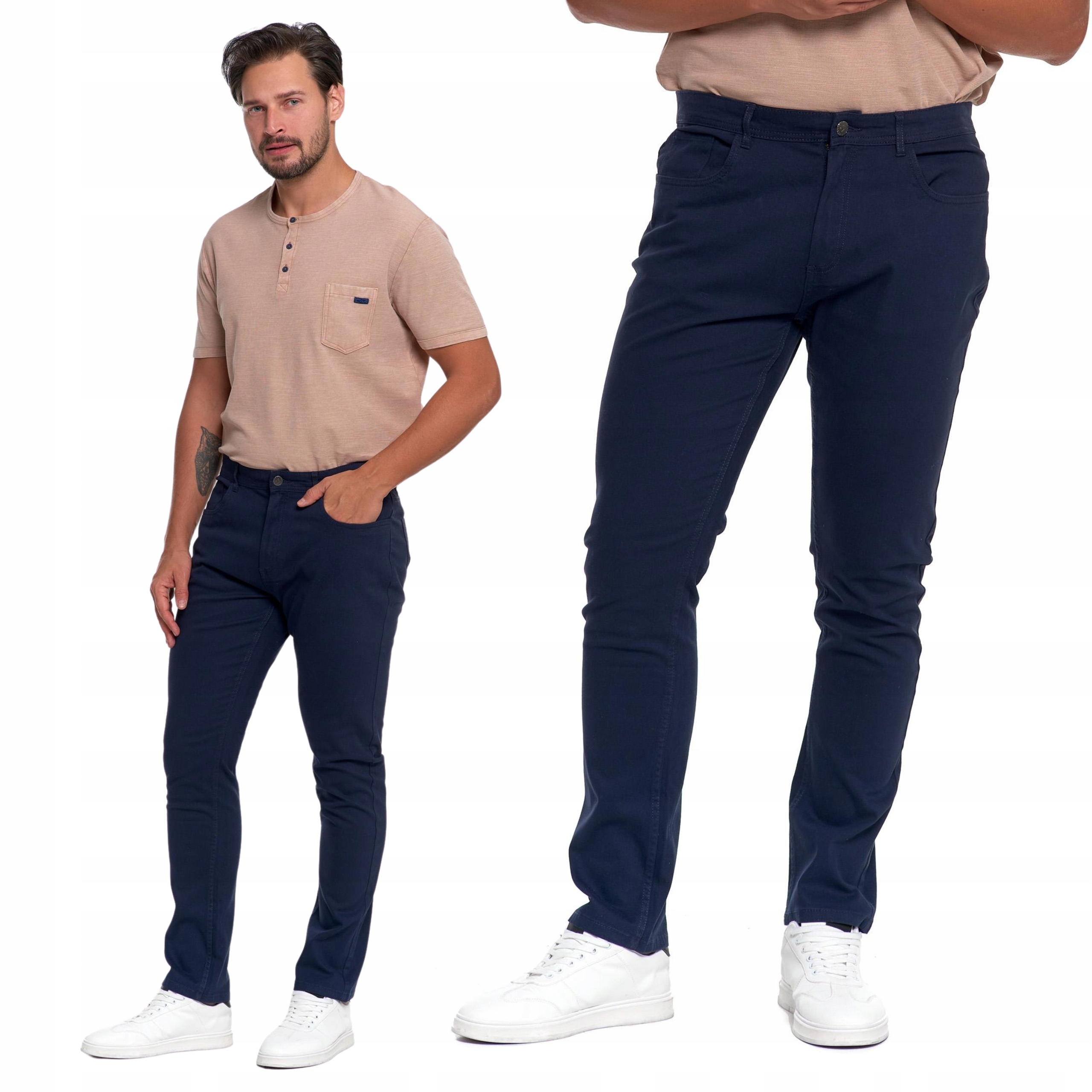 Spodnie Bawełniane Męskie Klasyczne Chino z Kieszeniami Moraj 36