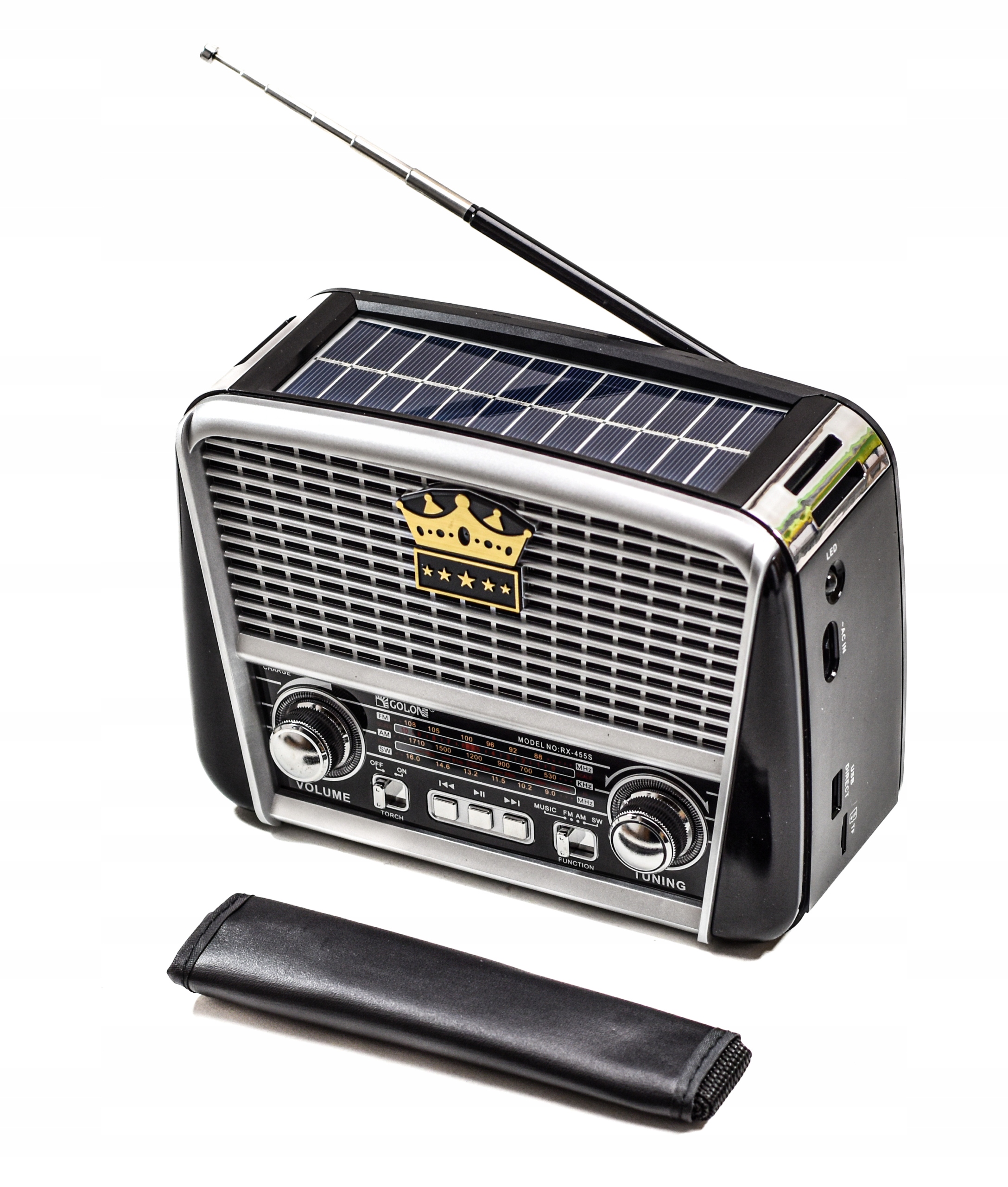 RADIO RETRO SOLAR SOLARNE LATARKA LED GŁOŚNIK USB Model RX-455S