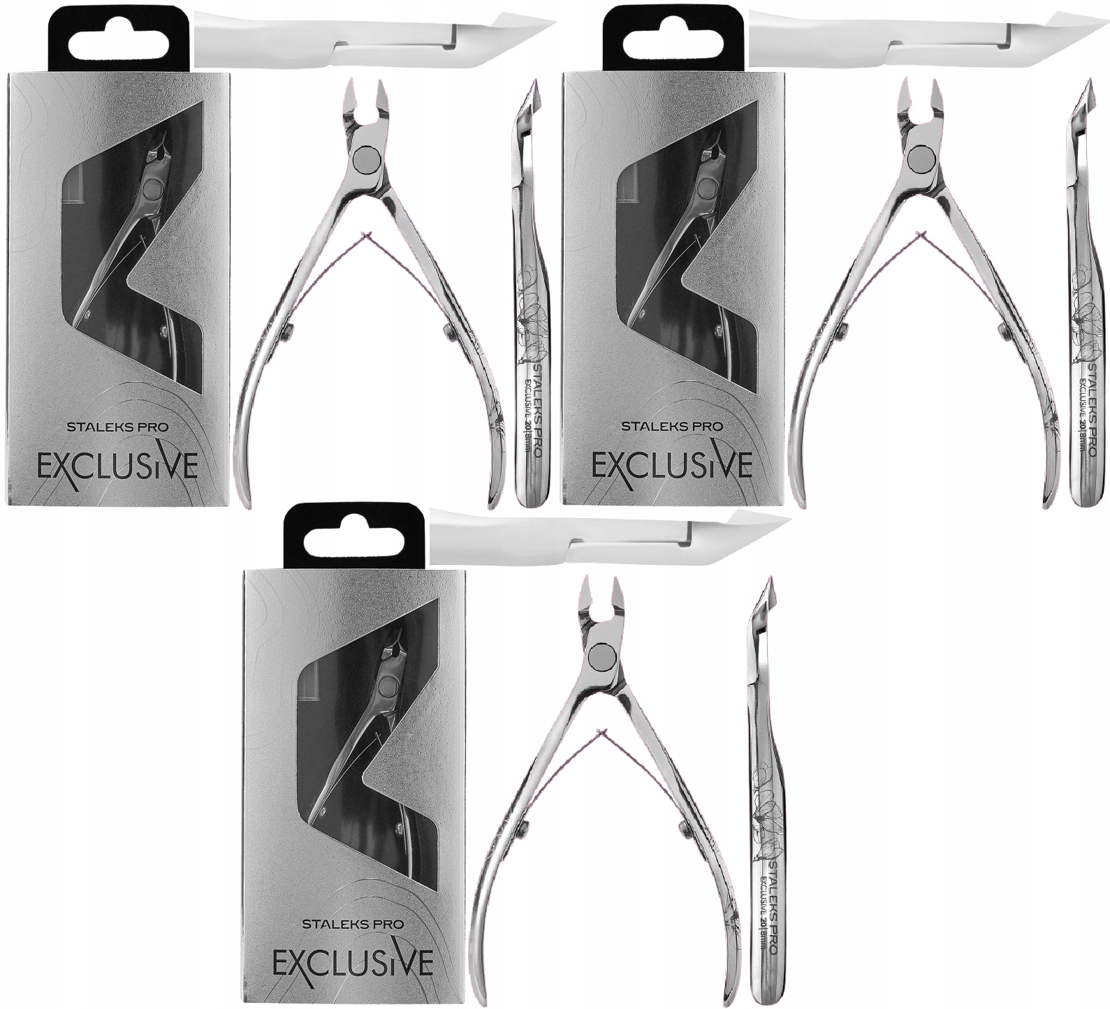 3 x Staleks Profesionální kleště na kůži Exclusive 20 8 mm Magnolie Ocel