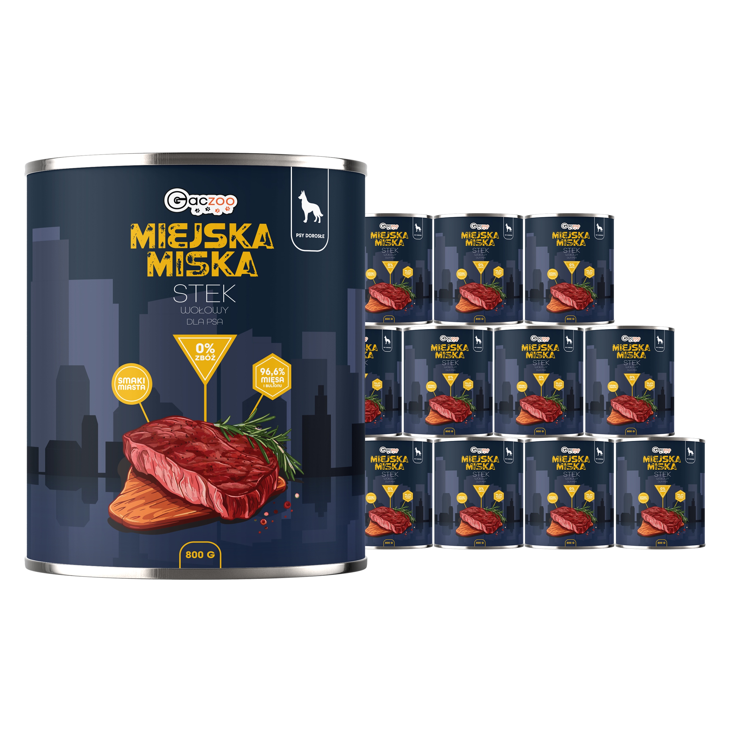 Levně Krmivo pro psa Městská miska Gaczoo Hovězí steak 12 x 800 g bez obilovin