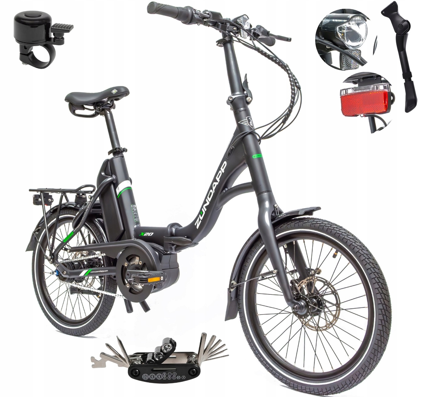 Rower Elektryczny Męski Damski Składany 20" Alu 250 W Składak Shimano Nexus