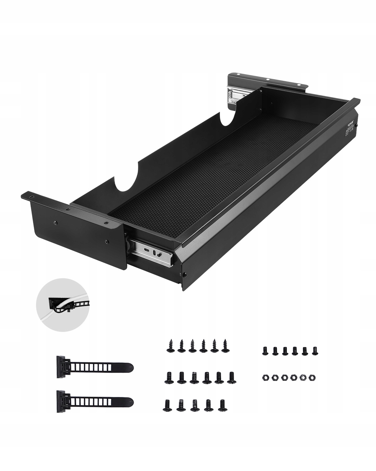 Vevor Zásuvka Pod Stôl 740X235X107 MM Skrytá Silná Čierna Organizér